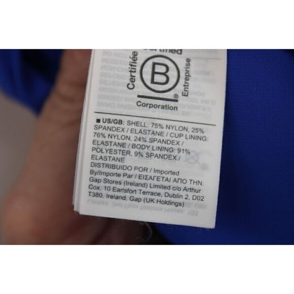 Athleta Square Neck Bra Cup TANKINI TOP Size 32D/DD Bright Blue Ruched Sides - Picture 13 of 13